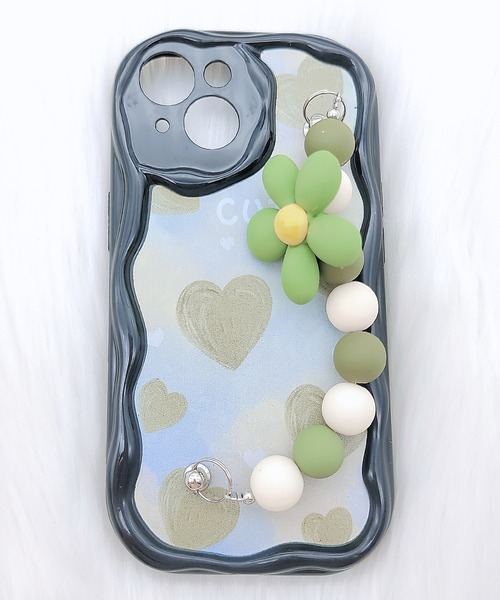 Lace Ladies(レースレディース)の「ウエーブライン 3D フラワーストラップ付き iPhone ケース(スマホケース/カバー・レディース・ブラック/ホワイト・A/F/I/K/J/P/Q/R/U/V/15 /15D)」の18枚目の写真