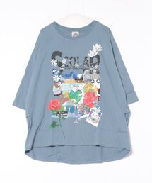 143678:ScoLarちゃんのPOPでカラフルなプリント8分袖チュニック