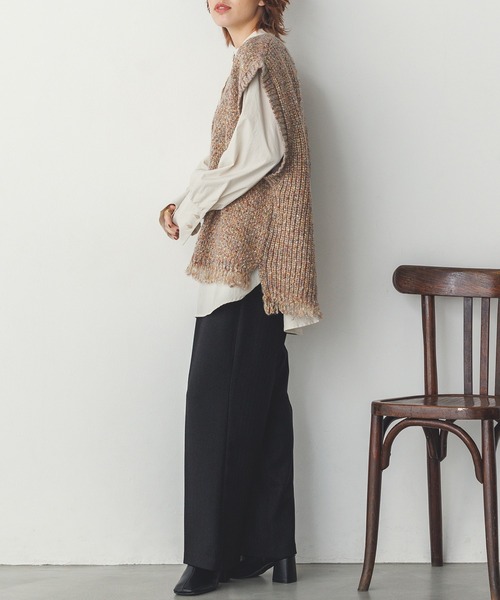 ELENDEEK フリンジニットベスト　グレー FRINGE KNIT VEST | ELENDEEK/エレンディーク