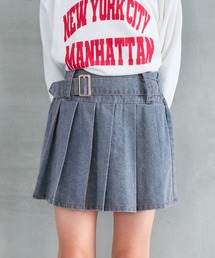 coca(coca) | キッズ ウエストベルトデニムプリーツスカート(デニムスカート)