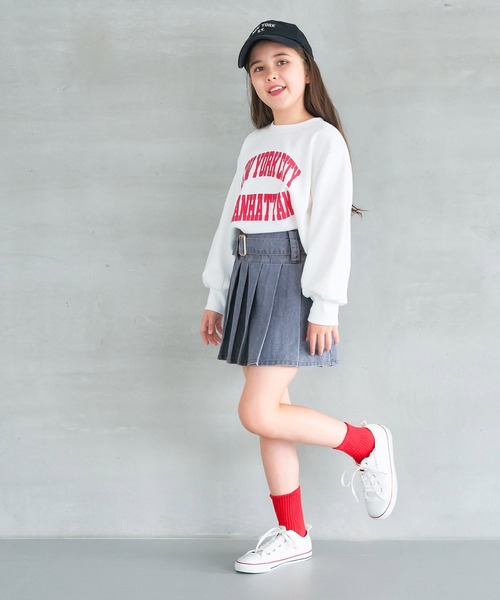 coca（coca）（コカ）の「キッズ ウエストベルトデニムプリーツスカート（デニムスカート・キッズ・ブラック/ブルー・120/130/140/150）」の3枚目の写真