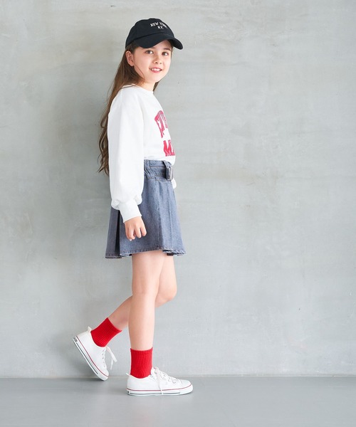 coca（coca）（コカ）の「キッズ ウエストベルトデニムプリーツスカート（デニムスカート・キッズ・ブラック/ブルー・120/130/140/150）」の5枚目の写真