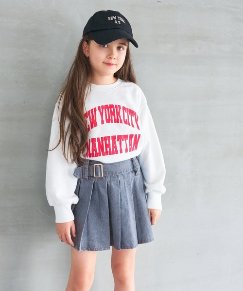 coca（coca）（コカ）の「キッズ ウエストベルトデニムプリーツスカート（デニムスカート・キッズ・ブラック/ブルー・120/130/140/150）」の4枚目の写真