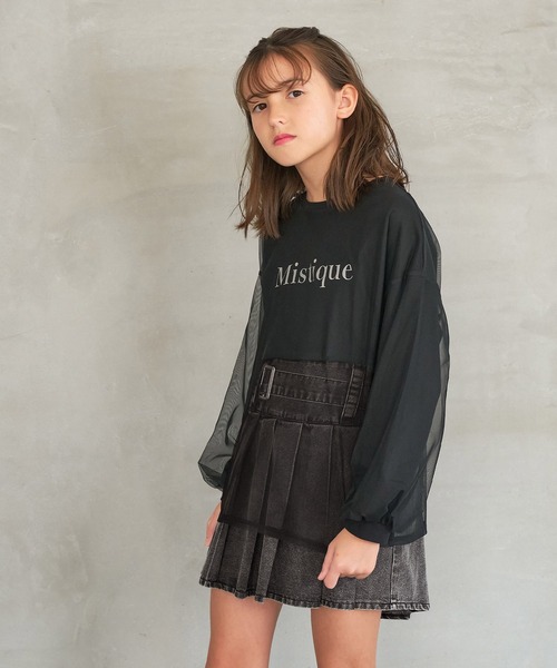 coca（coca）（コカ）の「キッズ ウエストベルトデニムプリーツスカート（デニムスカート・キッズ・ブラック/ブルー・120/130/140/150）」の8枚目の写真