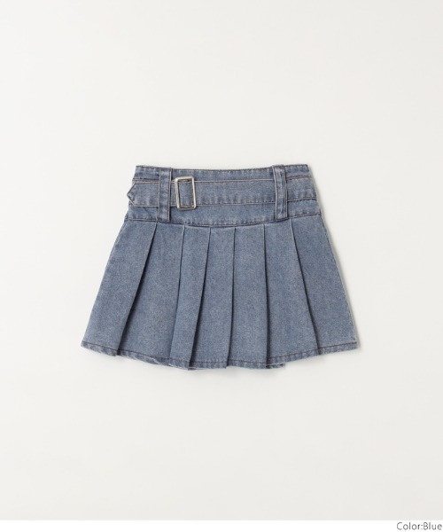 coca（coca）（コカ）の「キッズ ウエストベルトデニムプリーツスカート（デニムスカート・キッズ・ブラック/ブルー・120/130/140/150）」の11枚目の写真