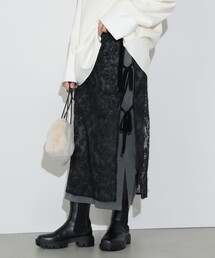 BEAMS HEART | 起毛レースエプロン × リブスカート(セットアイテム)(スカート)