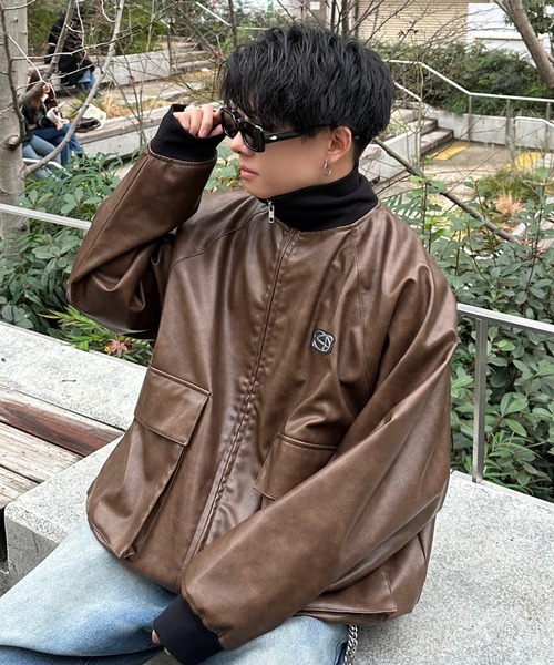 ADAMASTE（アダマスト）の「rib high neck double zip blouson - リブ 