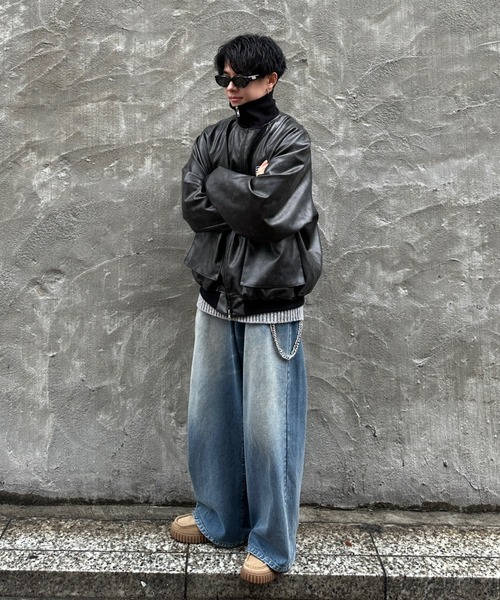 ADAMASTE（アダマスト）の「rib high neck double zip blouson - リブ