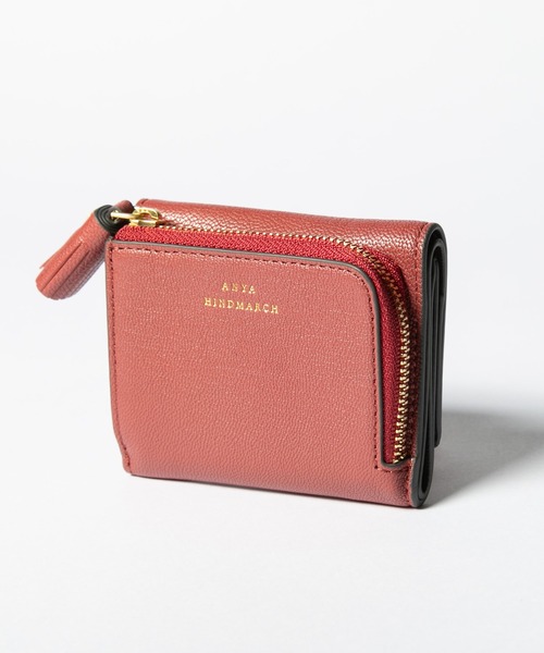 アニヤ　三つ折り財布　Mini Trifold Eyes in Capra ANYA HINDMARCH 財布 Mini Trifold Eyes in Black Capra アニヤ