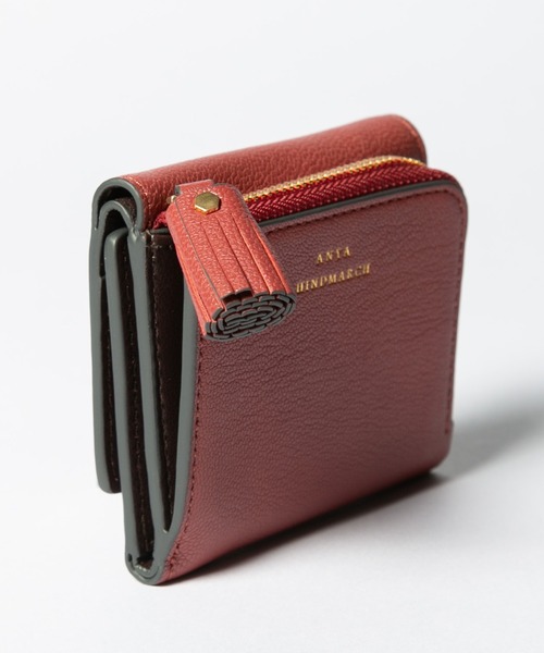 ANYA HINDMARCH Mini Trifold Zip Peeping Eyes in Damson Shiny