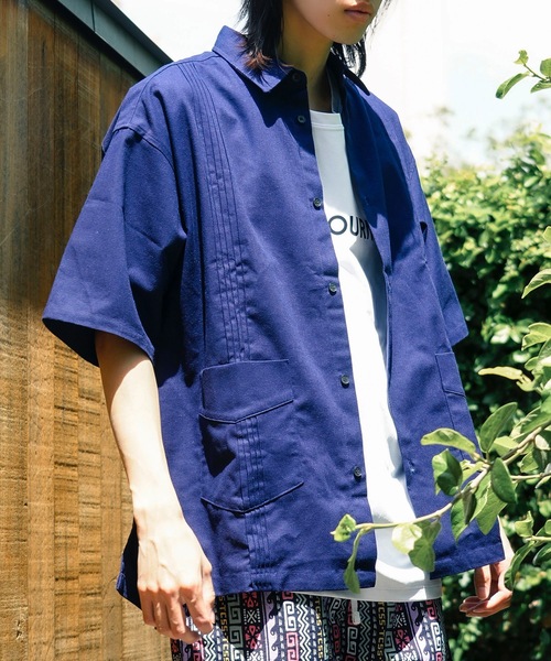 PORT OF CALL（ポートオブコール）の「SS SHIRT/PORT OF CALL(ポートオブコール)半袖シャツ（シャツ/ブラウス・メンズ・ネイビー/オフホワイト・LARGE/MEDIUM）」の2枚目の写真