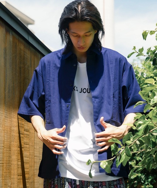 PORT OF CALL（ポートオブコール）の「SS SHIRT/PORT OF CALL(ポートオブコール)半袖シャツ（シャツ/ブラウス・メンズ・ネイビー/オフホワイト・LARGE/MEDIUM）」の11枚目の写真