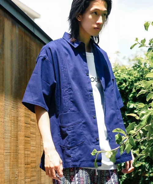 PORT OF CALL（ポートオブコール）の「SS SHIRT/PORT OF CALL(ポートオブコール)半袖シャツ（シャツ/ブラウス・メンズ・ネイビー/オフホワイト・LARGE/MEDIUM）」の12枚目の写真