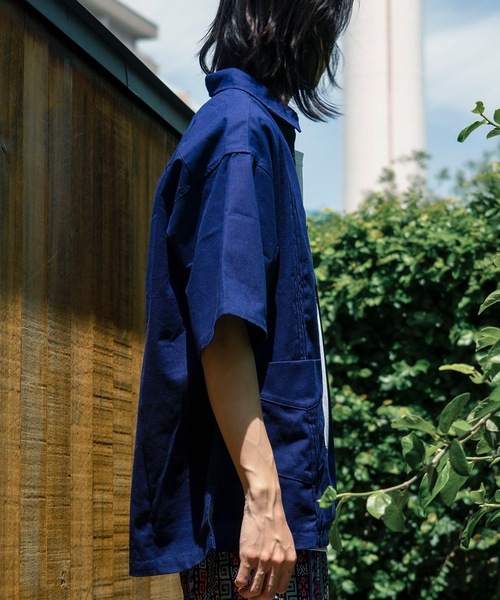 PORT OF CALL（ポートオブコール）の「SS SHIRT/PORT OF CALL(ポートオブコール)半袖シャツ（シャツ/ブラウス・メンズ・ネイビー/オフホワイト・LARGE/MEDIUM）」の13枚目の写真