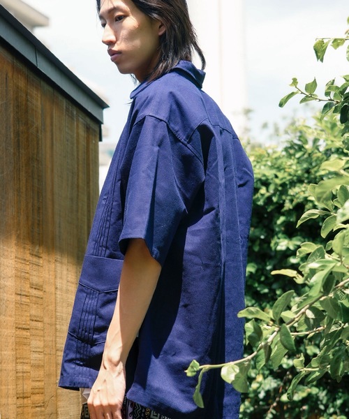 PORT OF CALL（ポートオブコール）の「SS SHIRT/PORT OF CALL(ポートオブコール)半袖シャツ（シャツ/ブラウス・メンズ・ネイビー/オフホワイト・LARGE/MEDIUM）」の14枚目の写真