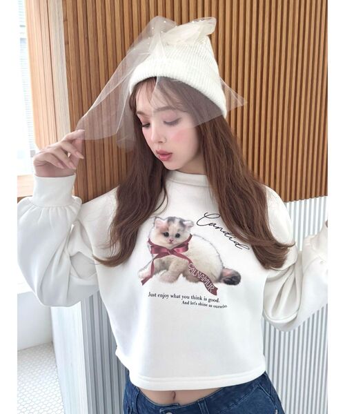 CALNAMUR（カルナムール）の「CAT SWEAT/キャットスウェット（スウェット・レディース・ホワイト/グレー/ブルー・FREE）」の5枚目の写真