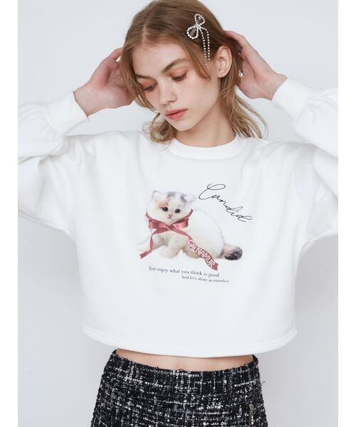 CALNAMUR（カルナムール）の「CAT SWEAT/キャットスウェット（スウェット・レディース・ホワイト/グレー/ブルー・FREE）」の9枚目の写真