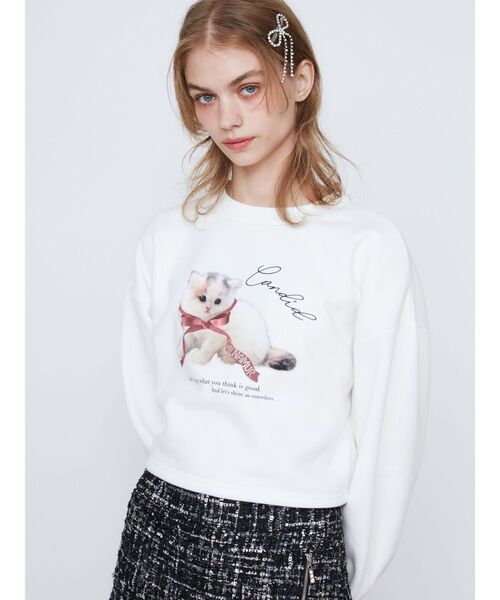 CALNAMUR（カルナムール）の「CAT SWEAT/キャットスウェット（スウェット・レディース・ホワイト/グレー/ブルー・FREE）」の10枚目の写真