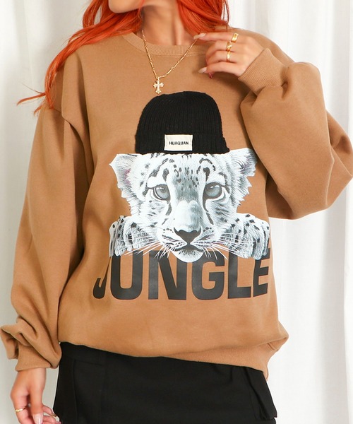 GORGE(ゴージ)の「ニット帽付きJungle裏起毛プルオーバー(スウェット・レディース・ライトピンク/ライトブルー/スミクロ/ブラウン/グレー系その他/ブラック系その他/ブラック/ライトグレー・F)」の6枚目の写真