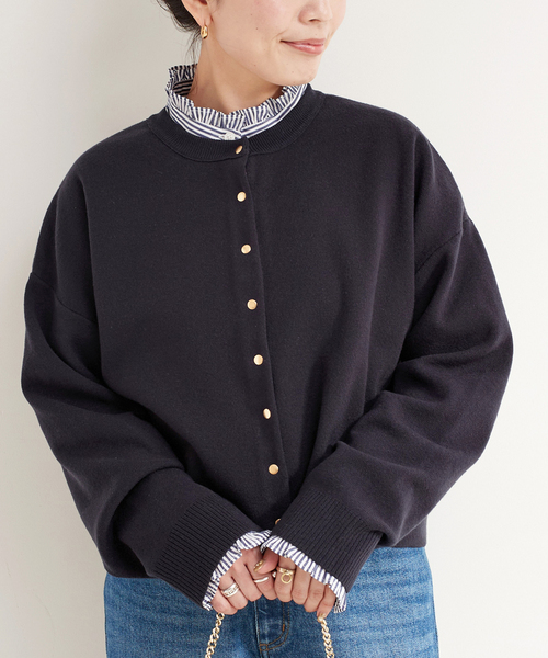 B.C STOCK(ベーセーストック)の「スムース クルーカーディガン(ニット/セーター・レディース・ネイビー/ホワイト/レッド/ブラック系その他・FREE)」の3枚目の写真