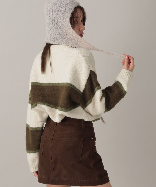 FOREVER 21（フォーエバー トゥエンティーワン）の「【2024FW】ボーダーニットプルオーバー（ニット/セーター・レディース・ブラック/グレー/ナチュラル・FREE）」の4枚目の写真