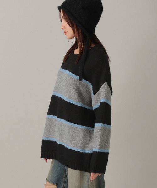 FOREVER 21（フォーエバー トゥエンティーワン）の「【2024FW】ボーダーニットプルオーバー（ニット/セーター・レディース・ブラック/グレー/ナチュラル・FREE）」の8枚目の写真