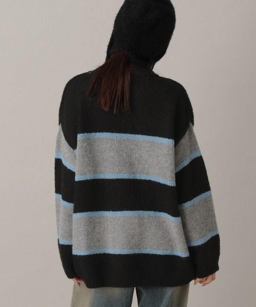 FOREVER 21（フォーエバー トゥエンティーワン）の「【2024FW】ボーダーニットプルオーバー（ニット/セーター・レディース・ブラック/グレー/ナチュラル・FREE）」の9枚目の写真