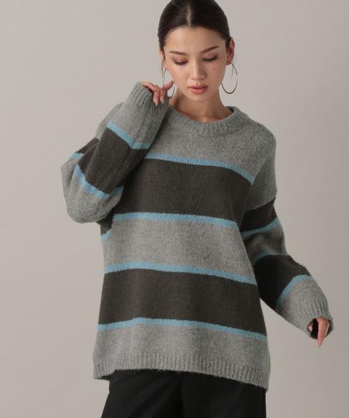 FOREVER 21（フォーエバー トゥエンティーワン）の「【2024FW】ボーダーニットプルオーバー（ニット/セーター・レディース・ブラック/グレー/ナチュラル・FREE）」の13枚目の写真