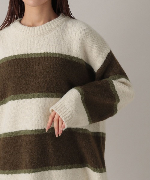 FOREVER 21（フォーエバー トゥエンティーワン）の「【2024FW】ボーダーニットプルオーバー（ニット/セーター・レディース・ブラック/グレー/ナチュラル・FREE）」の19枚目の写真