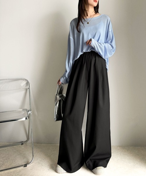 classicalelf（クラシカルエルフ）の「大人のこなれトップス。配色ステッチシアープルオーバー（長袖）（Tシャツ/カットソー・レディース・ブルー/ホワイト/ライトグレー/ブラウン/グリーン/オレンジ/ベージュ/ブラック・X-LARGE/SMALL/LARGE/MEDIUM）」の19枚目の写真