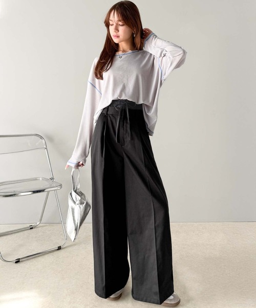 classicalelf（クラシカルエルフ）の「大人のこなれトップス。配色ステッチシアープルオーバー（長袖）（Tシャツ/カットソー・レディース・ブルー/ホワイト/ライトグレー/ブラウン/グリーン/オレンジ/ベージュ/ブラック・X-LARGE/SMALL/LARGE/MEDIUM）」の22枚目の写真