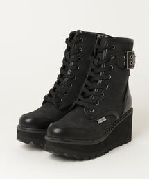 @@ヨースケYOSUKEウィメンズ厚底ハトメベルテッドシャークソール8ホールブーツ6310019