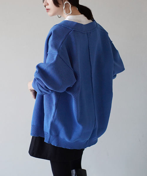 zootie（ズーティー）の「ダンボールニット Vネックカーディガン（カーディガン/ボレロ・レディース・グリーン系その他/ライトグレー/ブルー/アイボリー/ブラック・フリー）」の5枚目の写真