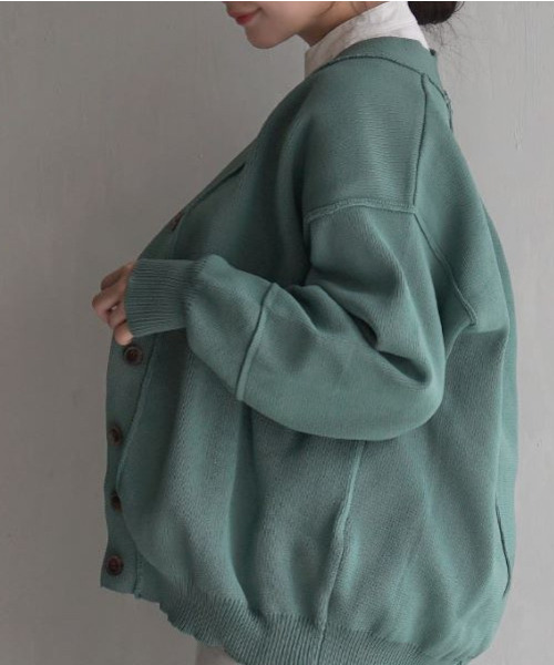 zootie（ズーティー）の「ダンボールニット Vネックカーディガン（カーディガン/ボレロ・レディース・グリーン系その他/ライトグレー/ブルー/アイボリー/ブラック・フリー）」の11枚目の写真