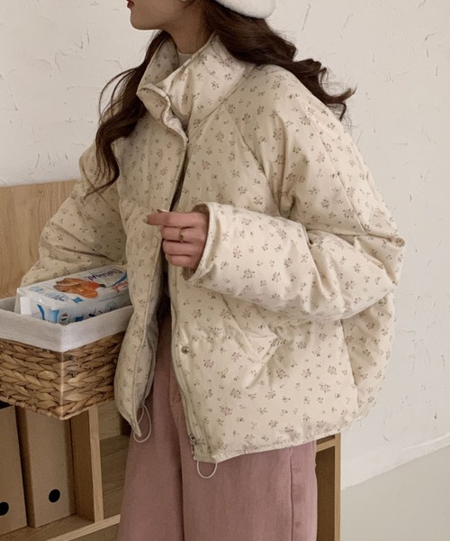 セール】小花柄コンパクト丈パデットジャケット / 中綿ダウン