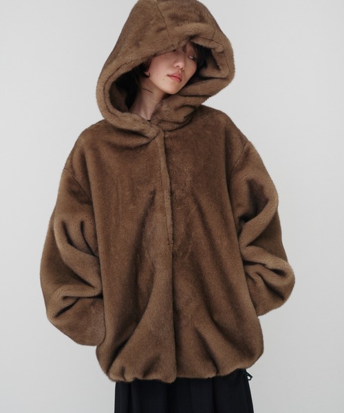 セール】MINK IMITATION FUR HOODIE JACKET / ミンクイミテーション
