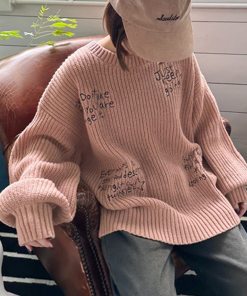 セール】手書きロゴ刺繍ニット【ZOZOTOWN限定アイテム】（ニット