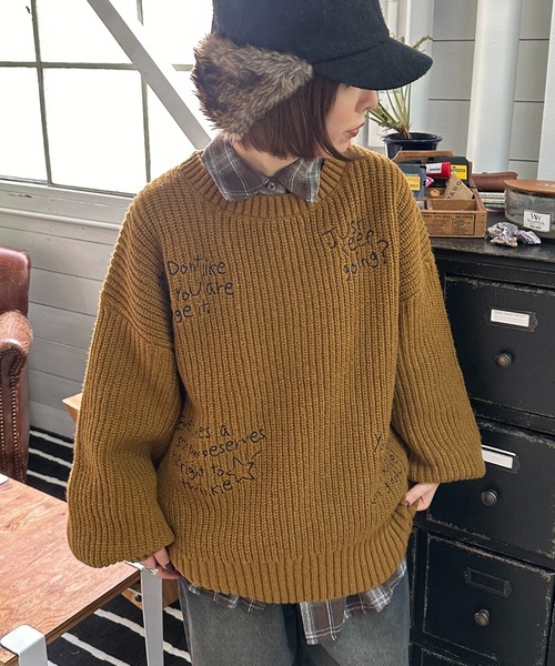 セール】手書きロゴ刺繍ニット【ZOZOTOWN限定アイテム】（ニット