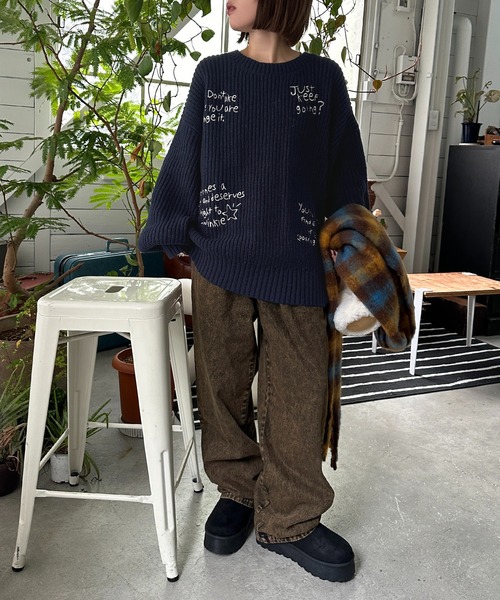 セール】手書きロゴ刺繍ニット【ZOZOTOWN限定アイテム】（ニット