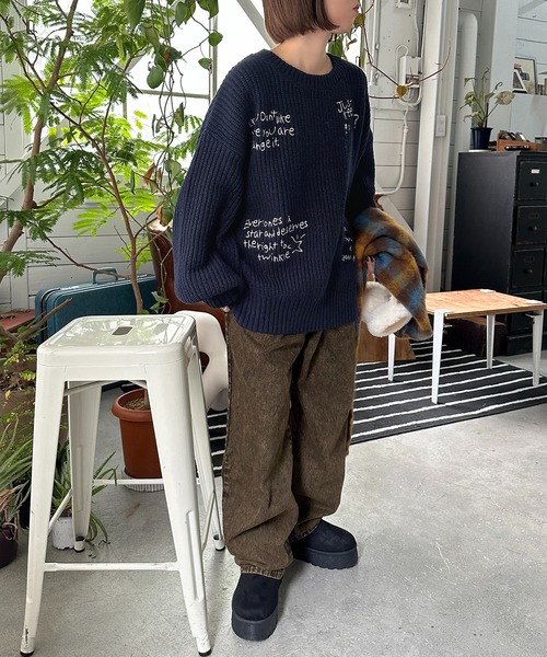 セール】手書きロゴ刺繍ニット【ZOZOTOWN限定アイテム】（ニット