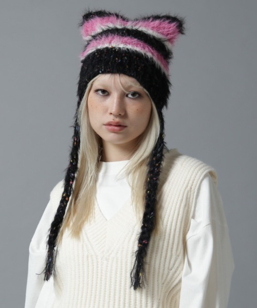 【WEB限定】SIS/エスアイエス/ネコミミボーダーニット（ニットキャップ/ビーニー）｜SIS（エスアイエス）