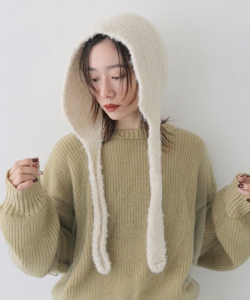 CLEIO(クレイオ)の「【CLEIO】ニットキャップ/ニットフード/バラクラバ KNIT BALACLAVA/737-12665(ニットキャップ/ビーニー・レディース・ベージュ/ホワイト/チャコールグレー/ブラック/ダークグレー/テラコッタ・FREE)」の1枚目の写真