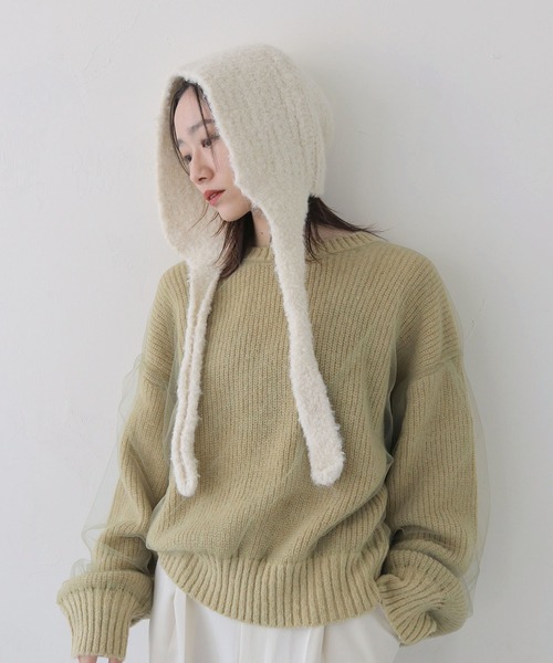 CLEIO(クレイオ)の「【CLEIO】ニットキャップ/ニットフード/バラクラバ KNIT BALACLAVA/737-12665(ニットキャップ/ビーニー・レディース・ベージュ/ホワイト/チャコールグレー/ブラック/ダークグレー/テラコッタ・FREE)」の14枚目の写真