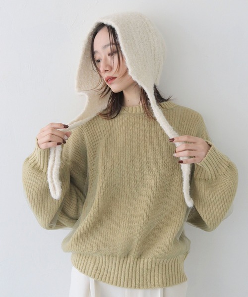 CLEIO(クレイオ)の「【CLEIO】ニットキャップ/ニットフード/バラクラバ KNIT BALACLAVA/737-12665(ニットキャップ/ビーニー・レディース・ベージュ/ホワイト/チャコールグレー/ブラック/ダークグレー/テラコッタ・FREE)」の12枚目の写真