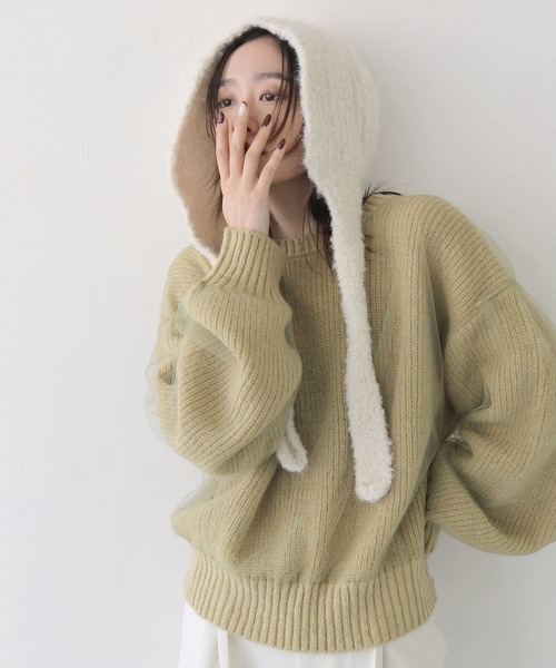 CLEIO(クレイオ)の「【CLEIO】ニットキャップ/ニットフード/バラクラバ KNIT BALACLAVA/737-12665(ニットキャップ/ビーニー・レディース・ベージュ/ホワイト/チャコールグレー/ブラック/ダークグレー/テラコッタ・FREE)」の11枚目の写真