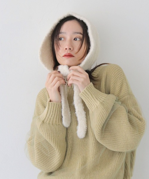 CLEIO(クレイオ)の「【CLEIO】ニットキャップ/ニットフード/バラクラバ KNIT BALACLAVA/737-12665(ニットキャップ/ビーニー・レディース・ベージュ/ホワイト/チャコールグレー/ブラック/ダークグレー/テラコッタ・FREE)」の7枚目の写真
