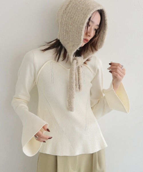 CLEIO(クレイオ)の「【CLEIO】ニットキャップ/ニットフード/バラクラバ KNIT BALACLAVA/737-12665(ニットキャップ/ビーニー・レディース・ベージュ/ホワイト/チャコールグレー/ブラック/ダークグレー/テラコッタ・FREE)」の16枚目の写真