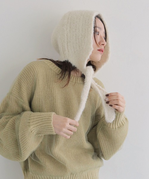 CLEIO(クレイオ)の「【CLEIO】ニットキャップ/ニットフード/バラクラバ KNIT BALACLAVA/737-12665(ニットキャップ/ビーニー・レディース・ベージュ/ホワイト/チャコールグレー/ブラック/ダークグレー/テラコッタ・FREE)」の9枚目の写真