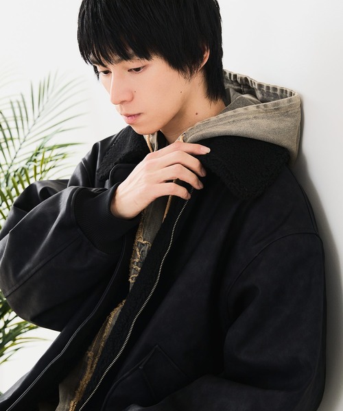 UNIIT(ユニット)の「【UNIIT/ユニット】ヴィンテージライク オーバーサイズ PUボアフライトジャケット(ミリタリージャケット・メンズ・ブラック/ブラウン・MEDIUM/LARGE)」の20枚目の写真