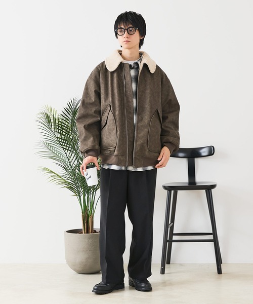 ゆう　　　　ボア付き　羊皮　ヴィンテージ　短丈　フライトジャケット　G-1 ヴィンテージ G-1 A-2 レザーフライトジャケット 襟ボア 短丈 L 羊革